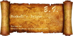 Budnár Irina névjegykártya